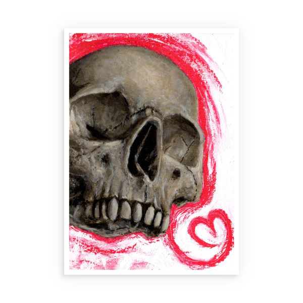 Original oil and acrylic painting "Theories of Love and Fire" by Sebastian Nabel, 15cm x 10.5cm